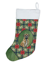 Load image into Gallery viewer, Brindle English Mastiff Christmas PoinsettIas Holiday Stocking