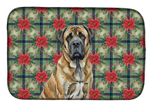 Load image into Gallery viewer, Brindle English Mastiff Christmas PoinsettIas Dish Drying Mat