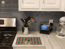 Load image into Gallery viewer, Brindle English Mastiff Christmas PoinsettIas Glass Cutting Board