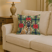Load image into Gallery viewer, Brindle English Mastiff Christmas PoinsettIas Throw Pillow