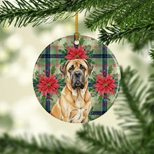 Load image into Gallery viewer, Fawn English Mastiff Christmas PoinsettIas Ceramic Ornament