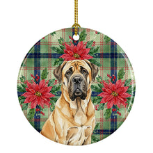 Load image into Gallery viewer, Fawn English Mastiff Christmas PoinsettIas Ceramic Ornament