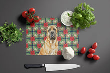 Load image into Gallery viewer, Fawn English Mastiff Christmas PoinsettIas Glass Cutting Board