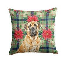 Load image into Gallery viewer, Fawn English Mastiff Christmas PoinsettIas Throw Pillow