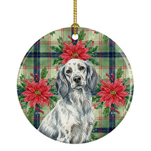 Load image into Gallery viewer, Blue Belton English Setter Christmas PoinsettIas Ceramic Ornament