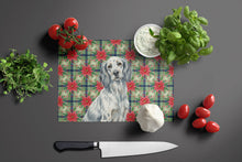 Load image into Gallery viewer, Blue Belton English Setter Christmas PoinsettIas Glass Cutting Board