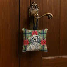 Load image into Gallery viewer, Blue Belton English Setter Christmas PoinsettIas Hanging Square Fabric Ornament 3.5 x 3.5