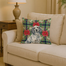 Load image into Gallery viewer, Blue Belton English Setter Christmas PoinsettIas Throw Pillow