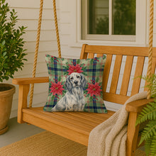 Load image into Gallery viewer, Blue Belton English Setter Christmas PoinsettIas Throw Pillow