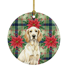 Load image into Gallery viewer, Lemon Belton English Setter Christmas PoinsettIas Ceramic Ornament