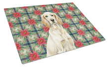 Load image into Gallery viewer, Lemon Belton English Setter Christmas PoinsettIas Glass Cutting Board