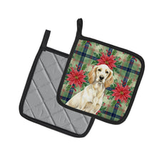 Load image into Gallery viewer, Lemon Belton English Setter Christmas PoinsettIas Pair of Pot Holders