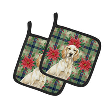 Load image into Gallery viewer, Lemon Belton English Setter Christmas PoinsettIas Pair of Pot Holders