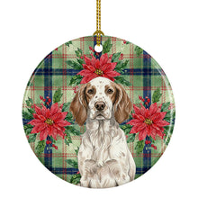 Load image into Gallery viewer, Liver Belton English Setter Christmas PoinsettIas Ceramic Ornament