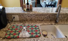 Load image into Gallery viewer, Liver Belton English Setter Christmas PoinsettIas Dish Drying Mat