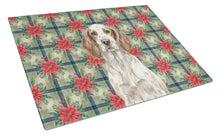 Load image into Gallery viewer, Liver Belton English Setter Christmas PoinsettIas Glass Cutting Board