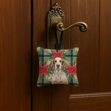 Load image into Gallery viewer, Liver Belton English Setter Christmas PoinsettIas Hanging Square Fabric Ornament 3.5 x 3.5