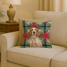 Load image into Gallery viewer, Orange Belton English Setter Christmas PoinsettIas Throw Pillow