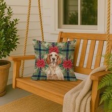 Load image into Gallery viewer, Orange Belton English Setter Christmas PoinsettIas Throw Pillow