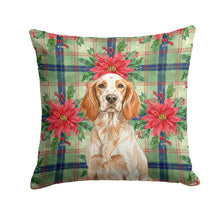 Load image into Gallery viewer, Orange Belton English Setter Christmas PoinsettIas Throw Pillow