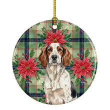 Load image into Gallery viewer, Tricolor English Setter Christmas PoinsettIas Ceramic Ornament