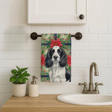 Load image into Gallery viewer, Black and White English Springer Spaniel Christmas PoinsettIas Kitchen Towel