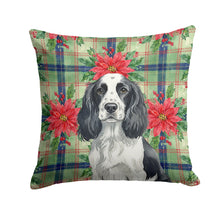 Load image into Gallery viewer, Black and White English Springer Spaniel Christmas PoinsettIas Throw Pillow