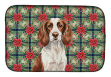 Load image into Gallery viewer, Liver and White English Springer Spaniel Christmas PoinsettIas Dish Drying Mat