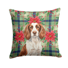 Load image into Gallery viewer, Liver and White English Springer Spaniel Christmas PoinsettIas Throw Pillow