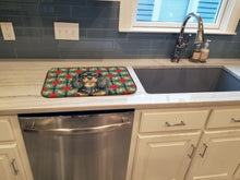 Load image into Gallery viewer, Black and Tan English Toy Spaniel Christmas PoinsettIas Dish Drying Mat