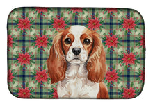 Load image into Gallery viewer, Blenheim English Toy Spaniel Christmas PoinsettIas Dish Drying Mat