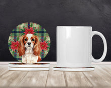 Load image into Gallery viewer, Blenheim English Toy Spaniel Christmas PoinsettIas Large Sandstone Coasters Pack of 4