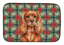 Load image into Gallery viewer, Ruby English Toy Spaniel Christmas PoinsettIas Dish Drying Mat