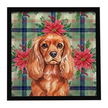 Load image into Gallery viewer, Ruby English Toy Spaniel Christmas PoinsettIas Framed Metal Print