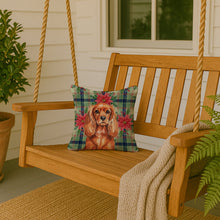 Load image into Gallery viewer, Ruby English Toy Spaniel Christmas PoinsettIas Throw Pillow