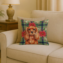 Load image into Gallery viewer, Ruby English Toy Spaniel Christmas PoinsettIas Throw Pillow