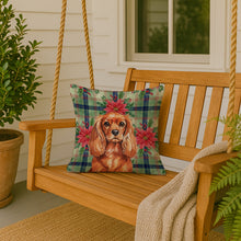 Load image into Gallery viewer, Ruby English Toy Spaniel Christmas PoinsettIas Throw Pillow