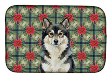 Load image into Gallery viewer, Finnish Lapphund Christmas PoinsettIas Dish Drying Mat