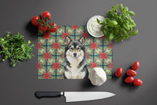 Load image into Gallery viewer, Finnish Lapphund Christmas PoinsettIas Glass Cutting Board