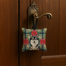 Load image into Gallery viewer, Finnish Lapphund Christmas PoinsettIas Hanging Square Fabric Ornament 3.5 x 3.5