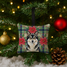 Load image into Gallery viewer, Finnish Lapphund Christmas PoinsettIas Hanging Square Fabric Ornament 3.5 x 3.5