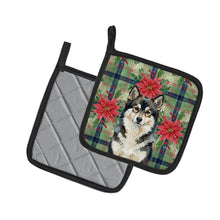 Load image into Gallery viewer, Finnish Lapphund Christmas PoinsettIas Pair of Pot Holders
