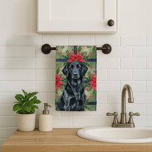 Load image into Gallery viewer, Black Flat-Coated Retriever Christmas PoinsettIas Kitchen Towel