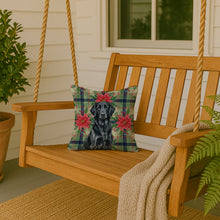Load image into Gallery viewer, Black Flat-Coated Retriever Christmas PoinsettIas Throw Pillow