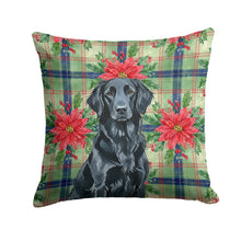 Load image into Gallery viewer, Black Flat-Coated Retriever Christmas PoinsettIas Throw Pillow