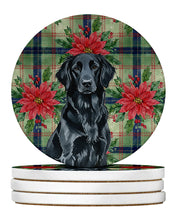 Load image into Gallery viewer, Black Flat-Coated Retriever Christmas PoinsettIas Large Sandstone Coasters Pack of 4