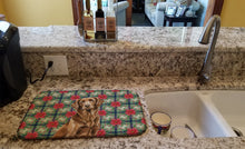 Load image into Gallery viewer, Liver Flat-Coated Retriever Christmas PoinsettIas Dish Drying Mat