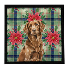 Load image into Gallery viewer, Liver Flat-Coated Retriever Christmas PoinsettIas Framed Metal Print