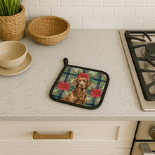 Load image into Gallery viewer, Liver Flat-Coated Retriever Christmas PoinsettIas Pair of Pot Holders