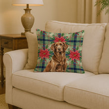 Load image into Gallery viewer, Liver Flat-Coated Retriever Christmas PoinsettIas Throw Pillow